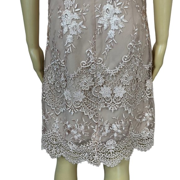 Nanette Lepore Shift Lace Dress Size 8 Baby Pink Lace Knee Length Sleeveless - Picture 8 of 13